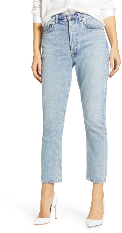 high waist crop straight leg jeans