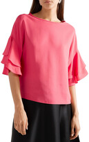 Thumbnail for your product : Michael Kors Collection Ruffled Silk-georgette Blouse