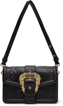 Versace Jeans Couture Black Embossed Buckle Bag