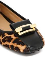 Thumbnail for your product : MICHAEL Michael Kors Leather-trimmed Leopard-print Calf Hair Ballet Flats