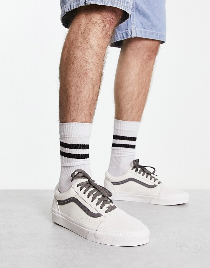 Vans old skool sneakers in off white with gray side stripe - ShopStyle