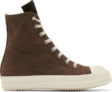 Thumbnail for your product : Rick Owens Brown Denim High Top Geo Sneakers