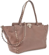 Thumbnail for your product : Valentino Rockstud dusky blue medium leather tote