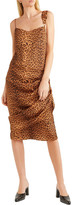 Thumbnail for your product : Monse Purse Pull gathered leopard-print satin-twill dress