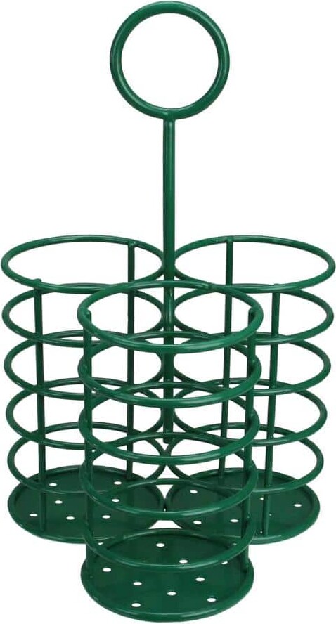 10 in. Green 3-Slot Metal Utensil Holder