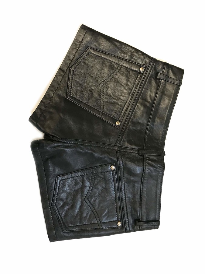 Leatherotics Real Leather Made Jeans Style Tight Shorts Hotpants Hipster  Fit 1272B (40") Black - ShopStyle
