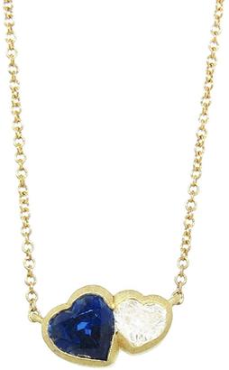 Tate Diamond and Sapphire Heart Pendant Necklace