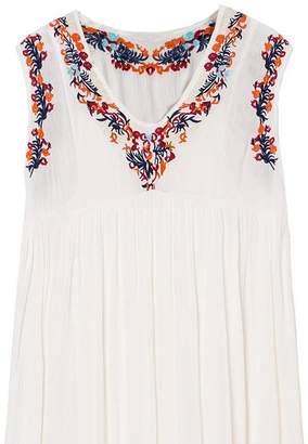 Genuine People Embroidered V Neck Tunic Dress