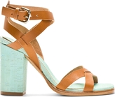 Thumbnail for your product : Studio Pollini Brown Leather Contrast Heel Sandals