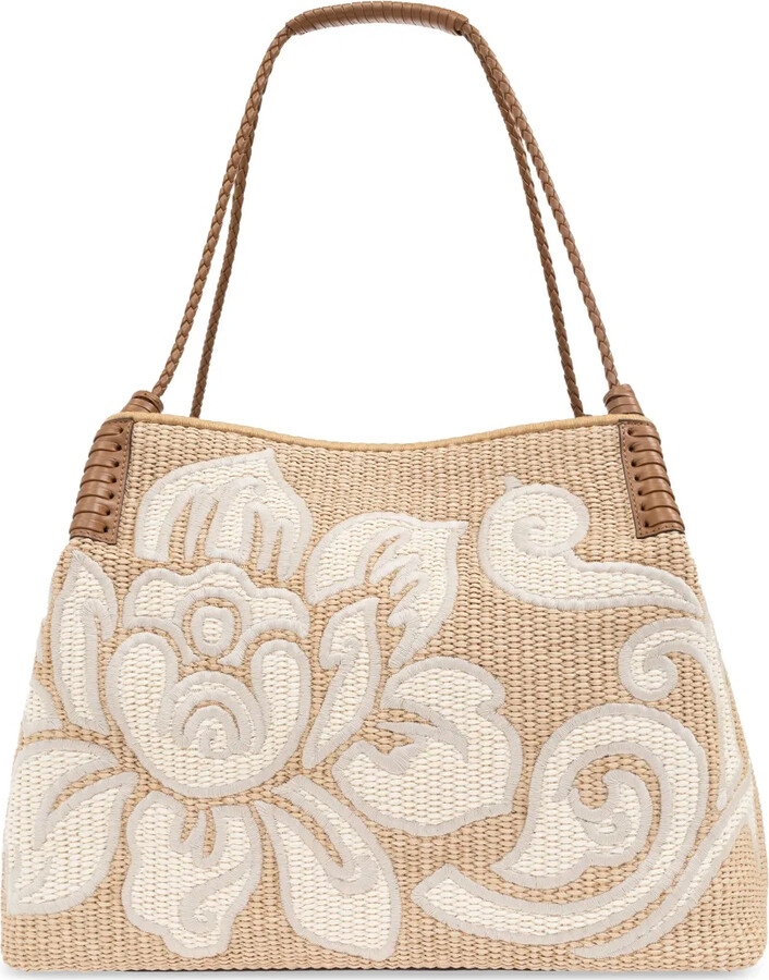 Etro Embroidered Canvas Medium Soft Trotter Shopping Bag
