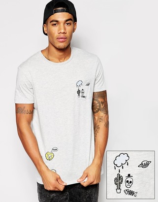ASOS T-Shirt With Doodle Embroidery Print