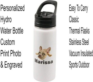 Customizable 32 oz Light Blue Stainless Steel Insulated Water Bottle with Straw | 2.625x6.25, PlaqueMaker
