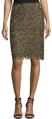 Escada Floral-Lace Lurex® Pencil Skirt