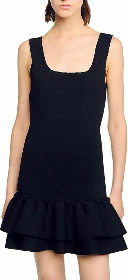 Sandro Ruffled Short Knit Dress