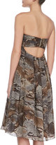 Thumbnail for your product : L'Agence Pleated Strapless Dress, Python Print
