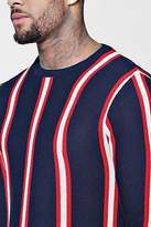 Thumbnail for your product : boohoo NEW Mens Vertical Stripe Knitted Jumper in Cotton