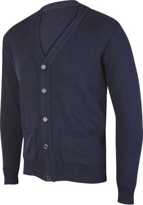 JBC Collection Mens Long Sleeve V Neck Button Front Cardigan Smart Casual Full Buttoned Cardi Jumper Plain Colour Black Navy Grey Beige