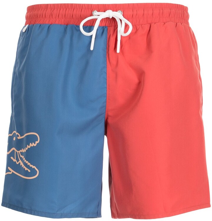 Lacoste Two-Tone Logo-Print Swim Shorts - ShopStyle