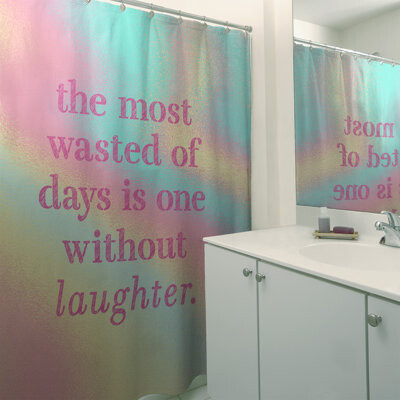 East Urban Home Multicolor Background Laughter Inspirational Quote Shower Curtain Set
