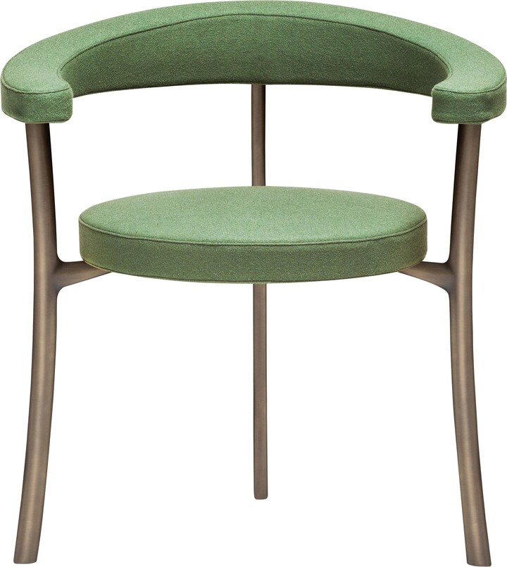 Ghidini 1961 Katana Armchair In Green Fabric With Brown Burnished Brass By Paolo Rizzatto