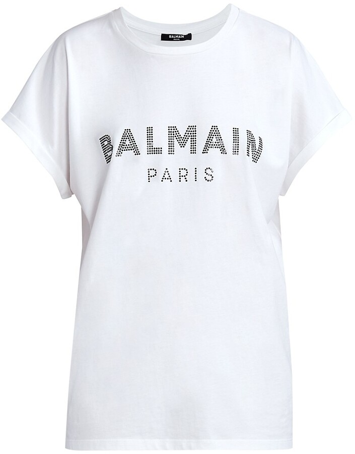 Handel brugt Inhibere Balmain Strass Logo T-Shirt - ShopStyle