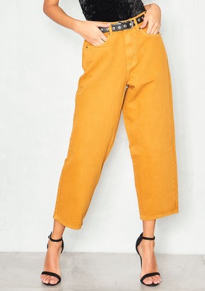 Ever New Ever New Lynne Mustard Denim Cropped Mom Jeans