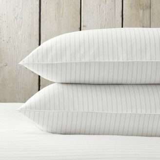The White Company Henley Stripe Classic Pillowcase - Set of 2, White/Silver, Super King