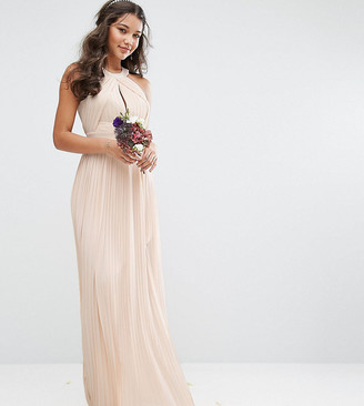 TFNC bridesmaid exclusive pleated maxi dress in pearl pink