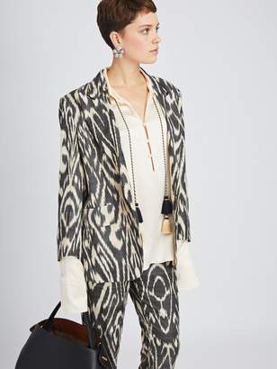 Oscar de la Renta Animal Ikat Silk and Cotton-Blend Jacket