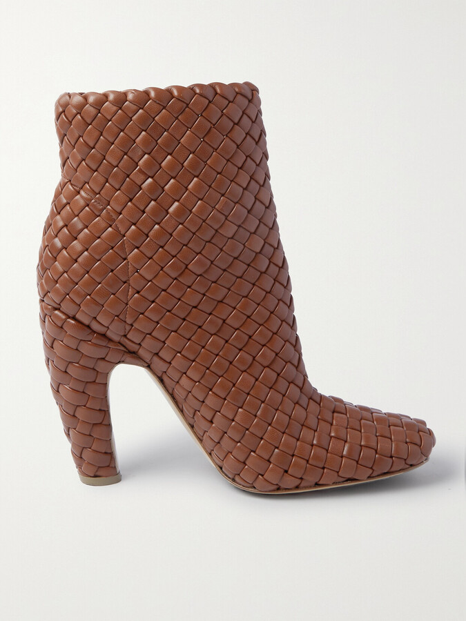 Bottega Veneta Mini Lido Intrecciato Leather Ankle Boots - Brown