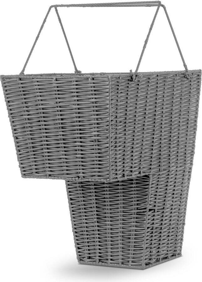 LIVIVO Natural Woven Wicker Resin Stair Basket Versatile Storage
