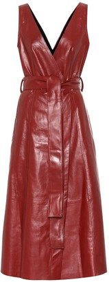 red leather zip up dress