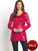 Thumbnail for your product : Savoir Sequin Front Chiffon Sleeve Top