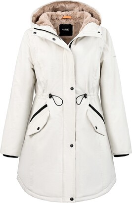 Orolay Women's Hooded Fleece Lined Parka Coat Mid-Length Winter Outdoor Padded Jacket Darkgray XXL