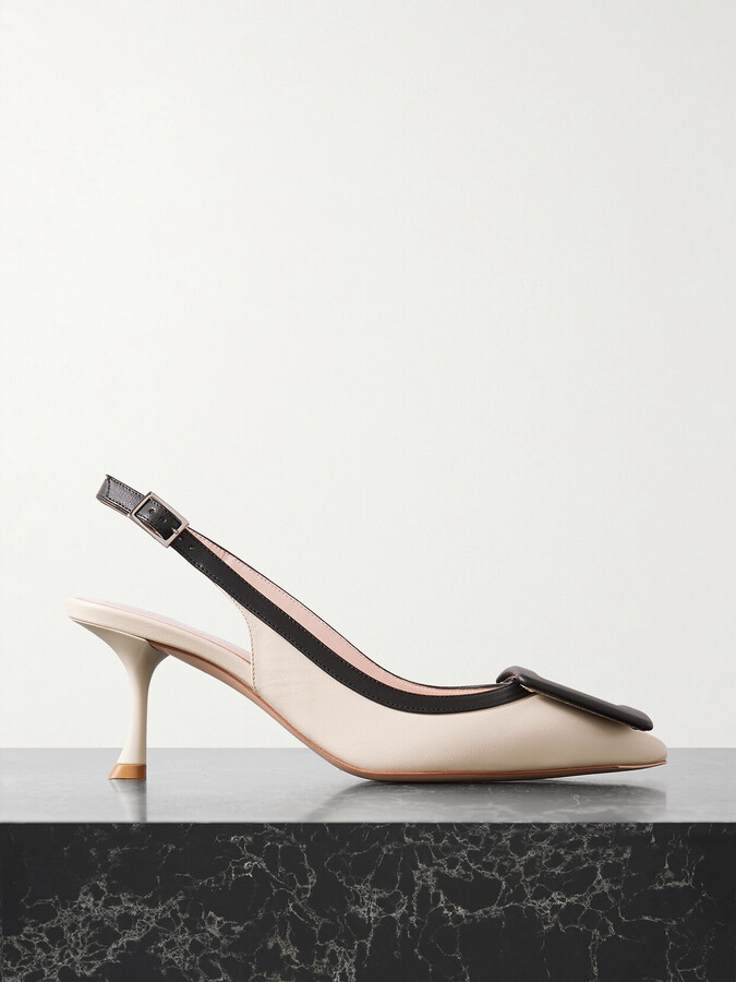 Roger Vivier Viv In The City 65 Two-tone Leather Point-toe Slingback Pumps - White