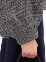 Thumbnail for your product : Mr Mittens - Balloon-sleeve Moss-stitched Wool Cardigan - Womens - Dark Grey
