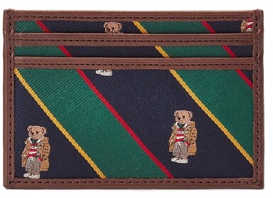 Ralph Lauren Polo Bear Silk-Trimmed Leather Card Case - ShopStyle 