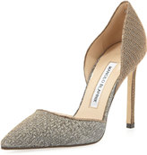 Thumbnail for your product : Manolo Blahnik Tayler Glitter Fabric d'Orsay, Gray/Smoke