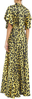 Thumbnail for your product : Just Cavalli Tie-neck Cutout Leopard-print Satin Maxi Dress