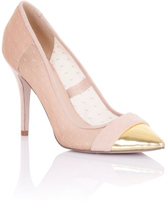 Paper Dolls Footwear Orla Nude Sheer Gold Toe Cap Court Shoes