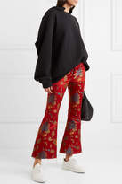 Thumbnail for your product : Marques Almeida Floral Satin-jacquard Cropped Flared Pants