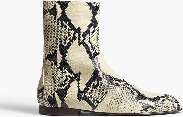 Colt Ankle Boot in Natural Python-Embossed Leather