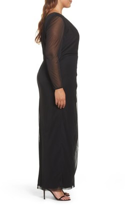 Marina Plus Size Women's Embellished Faux Wrap Gown