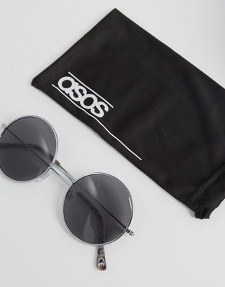 ASOS Round Sunglasses In Burnished Silver