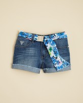 Thumbnail for your product : GUESS Girls' Denim Shorts with Floral Belt - Sizes 7-16