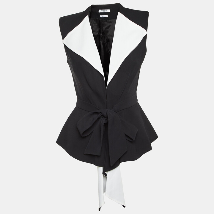 Givenchy Monochrome Crepe Draped Sleeveless Top M