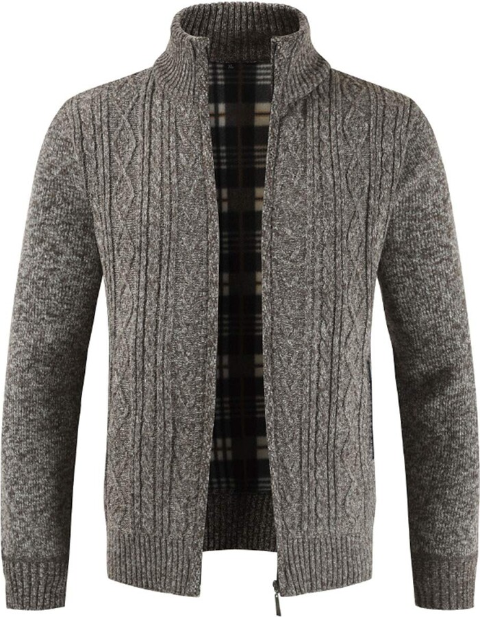 mens knitted fleece lined cardigan