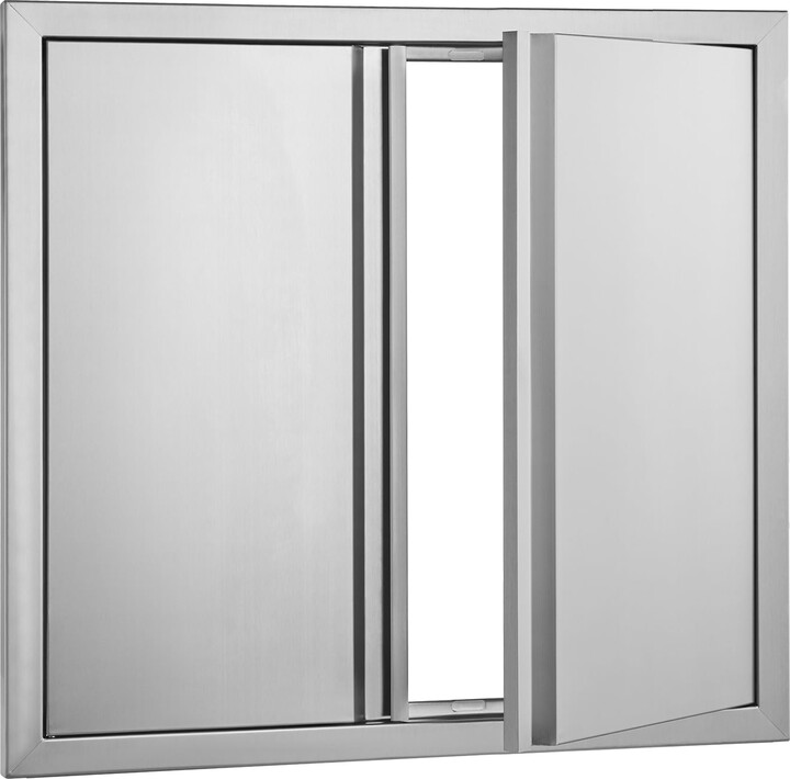 KFFKFF Barbecue Access Portal, 26W x 24H Inch Dual Exterior Cooking Station Door, Stainless Steel Inset Door, Vertical Wall Door with Inset Grips, Suitable for Barbecue Island, Outdoor Grilling Spot