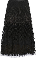Thumbnail for your product : Donna Karan Embellished tulle midi skirt