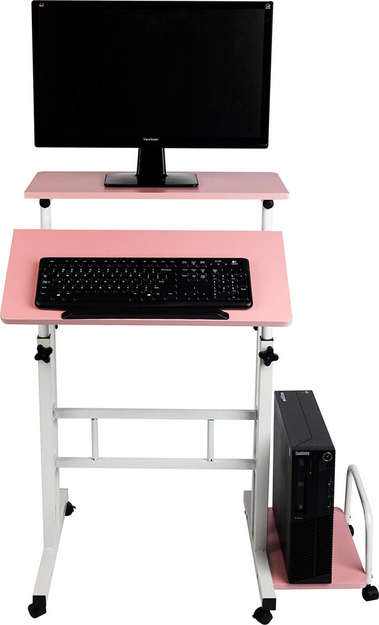 Mind Reader Mobile Sitting Standing Desk Rolling Reversible Home Office